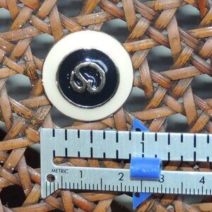 Vintage St John Enamel Logo Button Black and Ivory 22mm or 7/8"